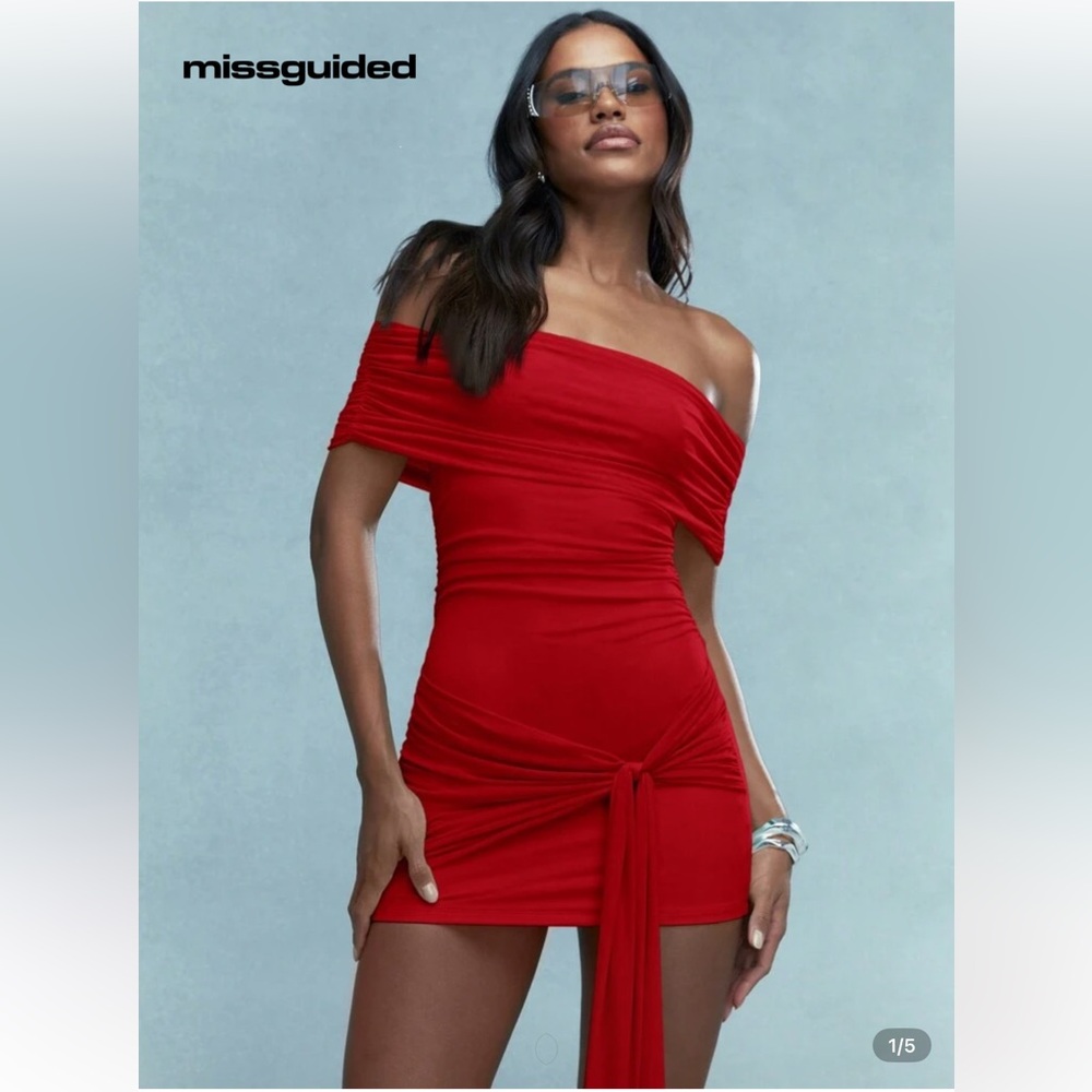 Elegant Red Off-Shoulder Dress
